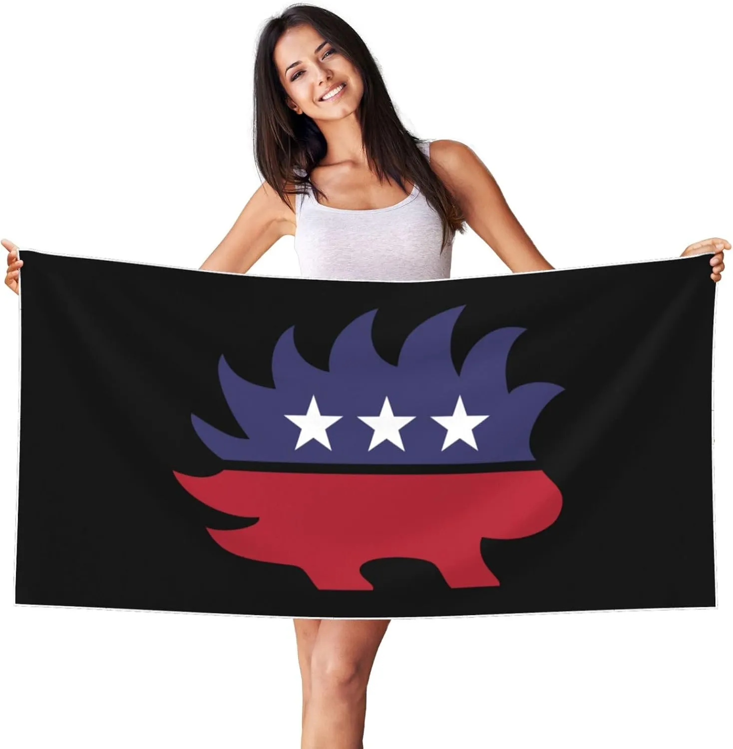 Libertarian Porcupine Beach Towel 27.5x55 Inches - Ultra Soft Quick Dry Sand Towel, Lightweight Large Bath Towel for Pool, Summer, Travel