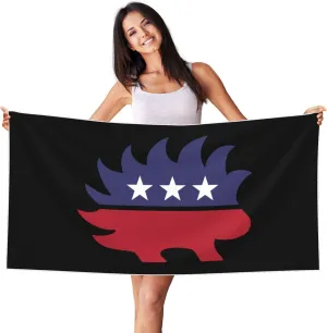 Libertarian Porcupine Beach Towel 27.5x55 Inches - Ultra Soft Quick Dry Sand Towel, Lightweight Large Bath Towel for Pool, Summer, Travel