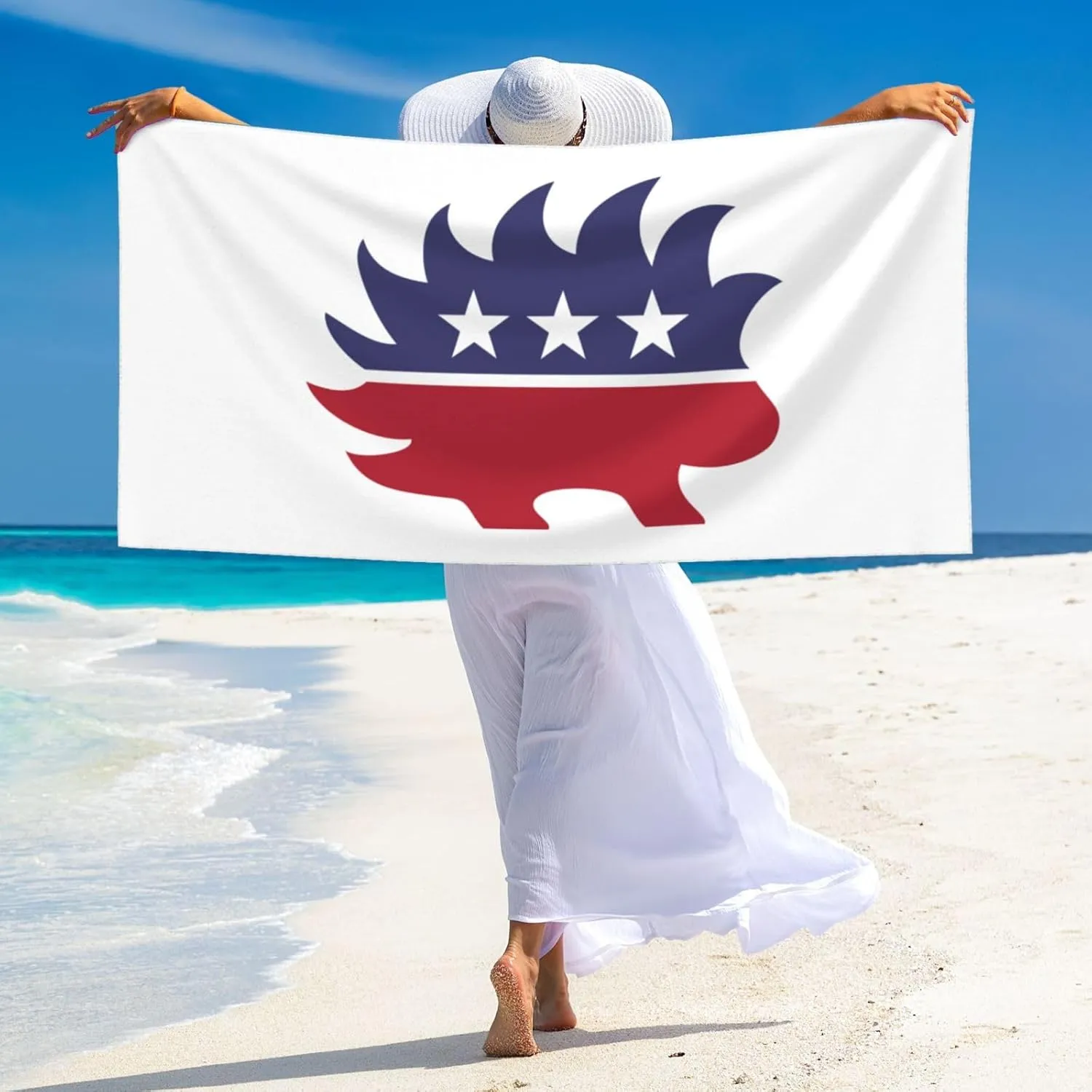 Libertarian Porcupine Beach Towel 27.5x55 Inches - Ultra Soft Quick Dry Sand Towel, Lightweight Large Bath Towel for Pool, Summer, Travel