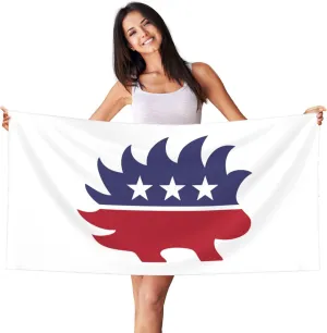 Libertarian Porcupine Beach Towel 27.5x55 Inches - Ultra Soft Quick Dry Sand Towel, Lightweight Large Bath Towel for Pool, Summer, Travel