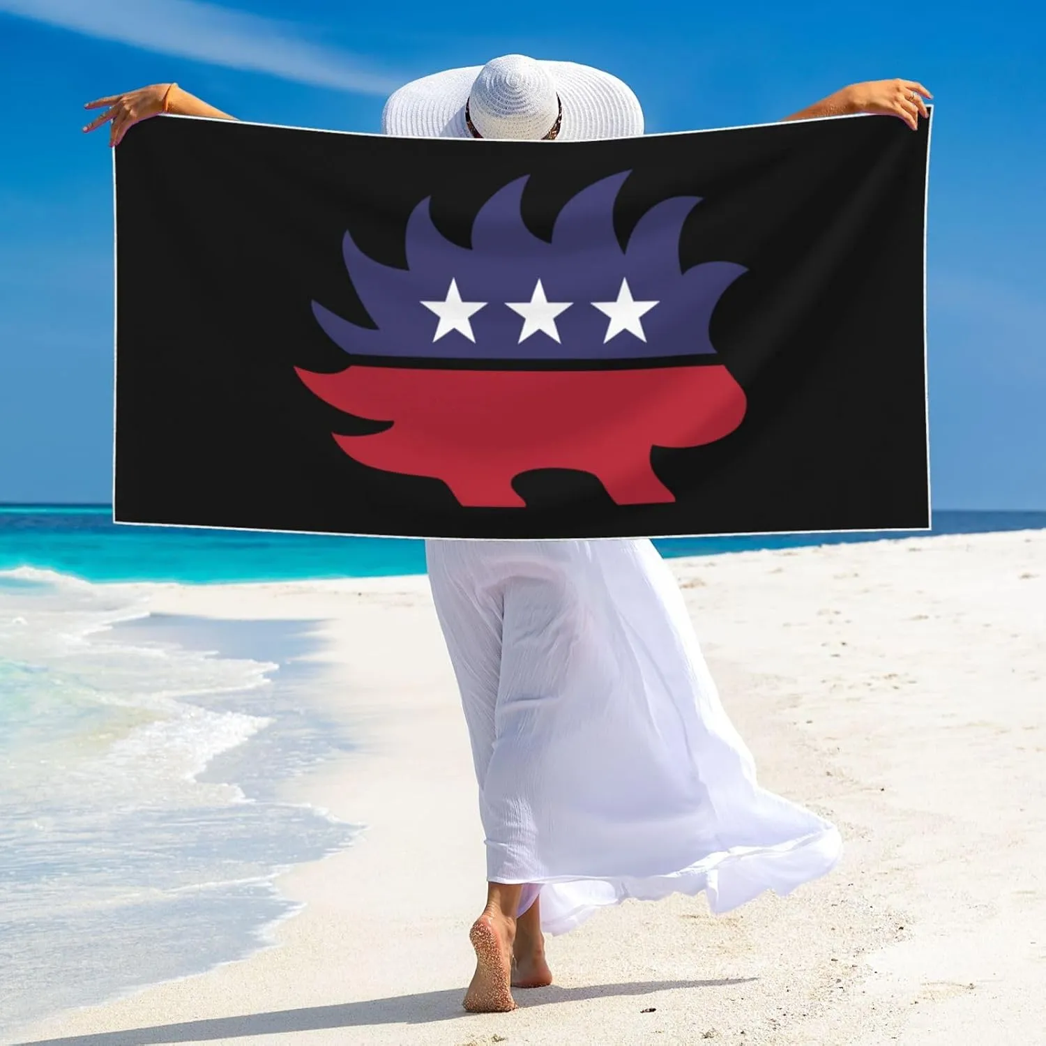 Libertarian Porcupine Beach Towel 27.5x55 Inches - Ultra Soft Quick Dry Sand Towel, Lightweight Large Bath Towel for Pool, Summer, Travel