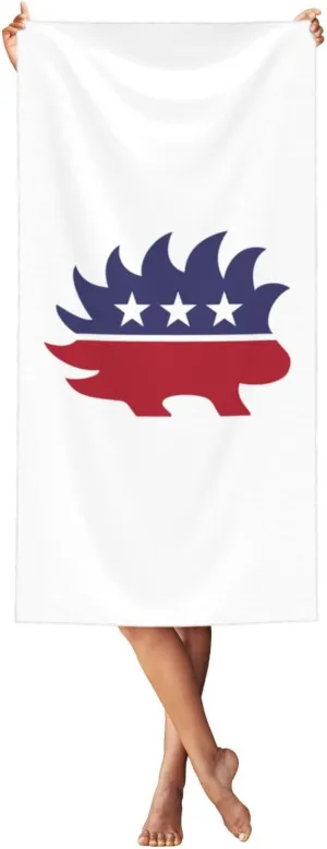 Libertarian Porcupine Beach Towel 55x27.5 Inches - Ultra Soft Quick Dry Sand Towel, Lightweight Large Bath Towel for Pool, Summer, Travel