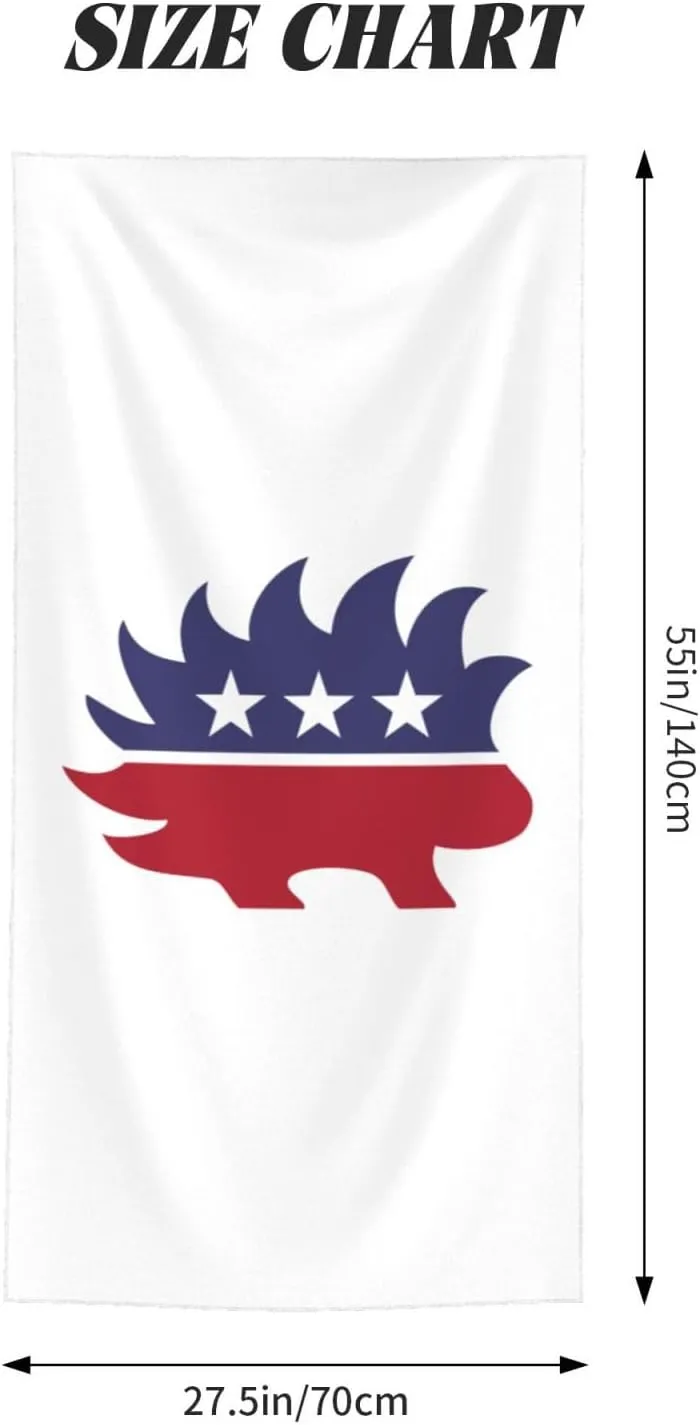 Libertarian Porcupine Beach Towel 55x27.5 Inches - Ultra Soft Quick Dry Sand Towel, Lightweight Large Bath Towel for Pool, Summer, Travel