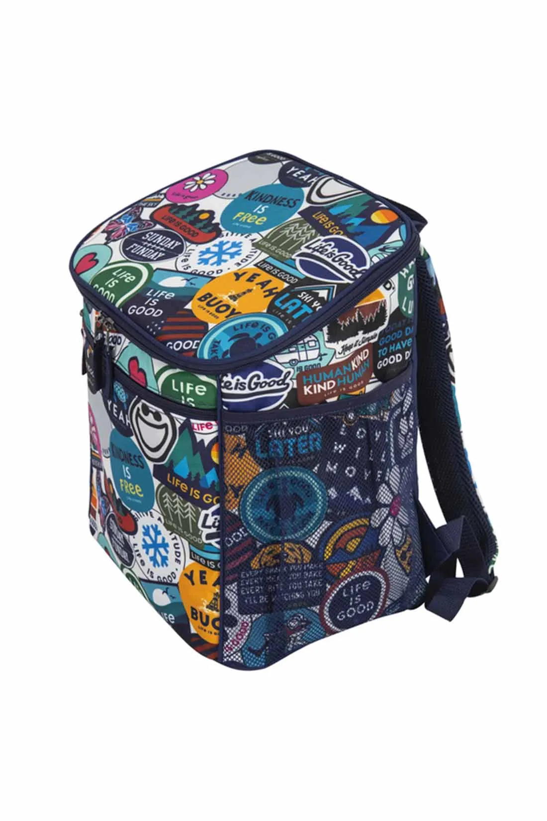 Life is Good Sticker Print 30-Can Backpack Cooler