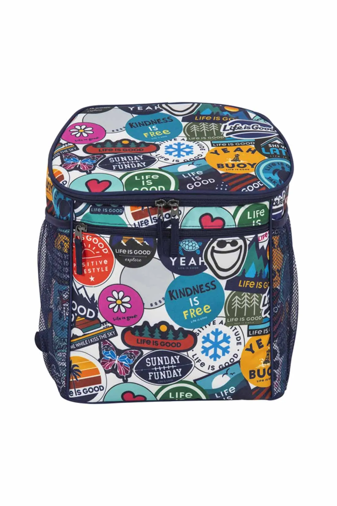 Life is Good Sticker Print 30-Can Backpack Cooler