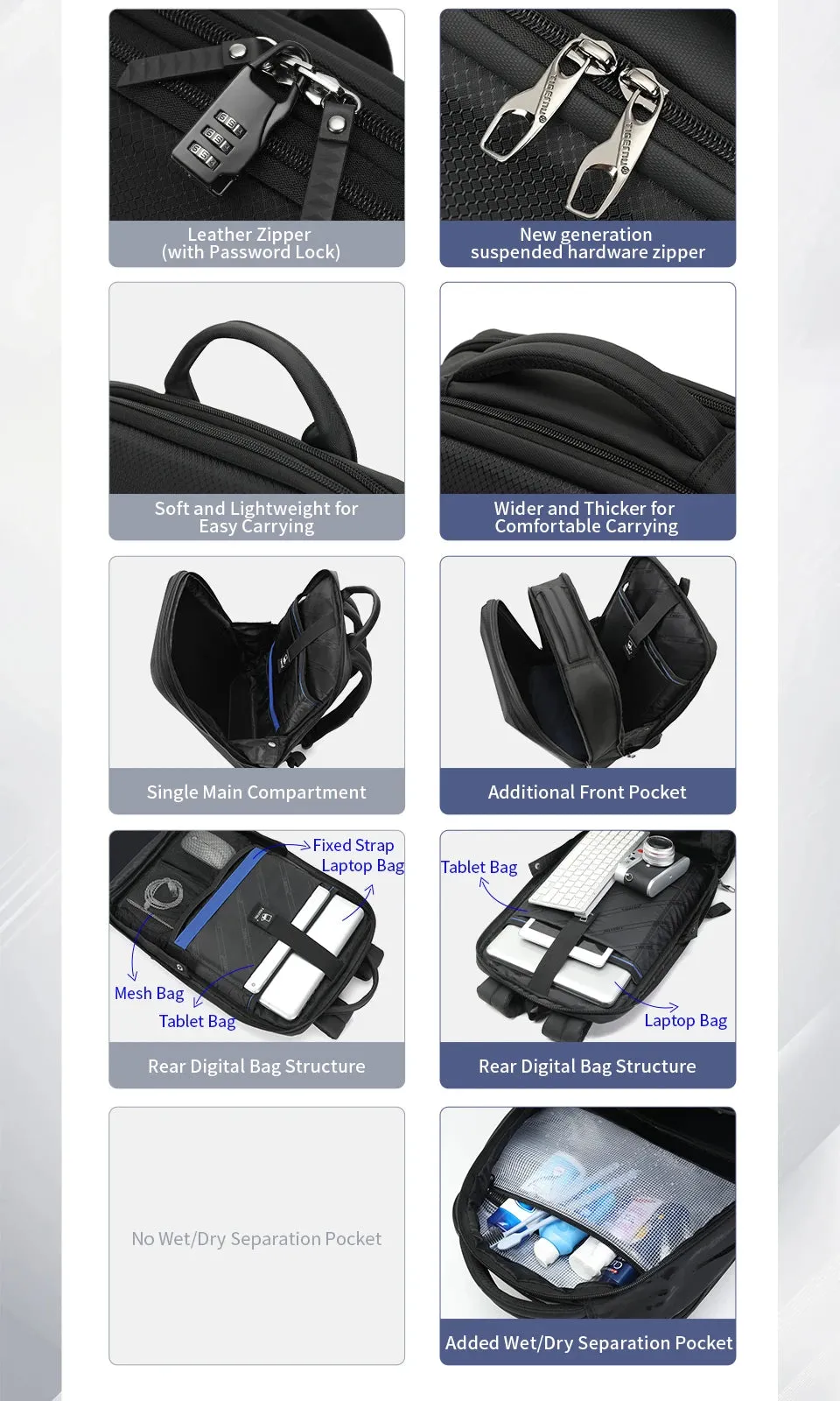 Lifetime Warranty Business Backpack For Men Laptop Backpack Hard Shell Bag Male Travel Backpack Bag Expandable Bag Thin Backpack