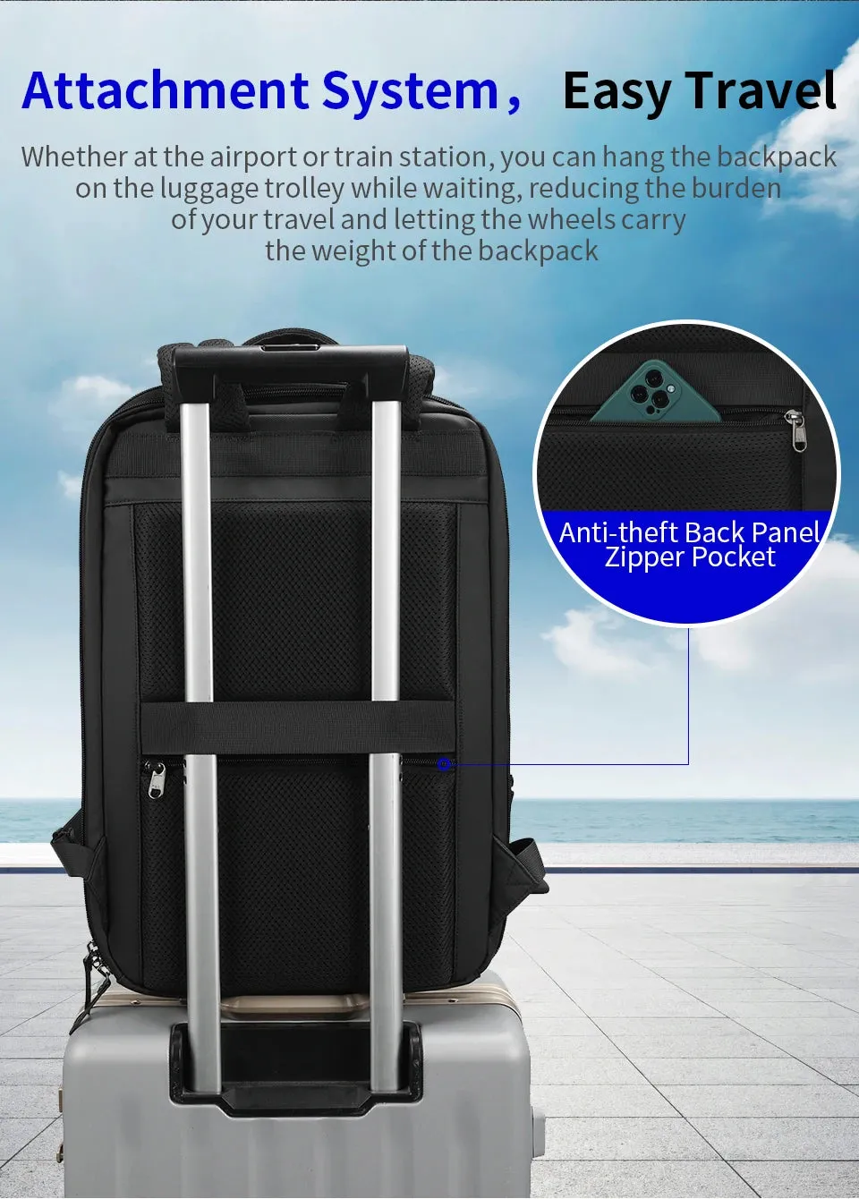 Lifetime Warranty Business Backpack For Men Laptop Backpack Hard Shell Bag Male Travel Backpack Bag Expandable Bag Thin Backpack