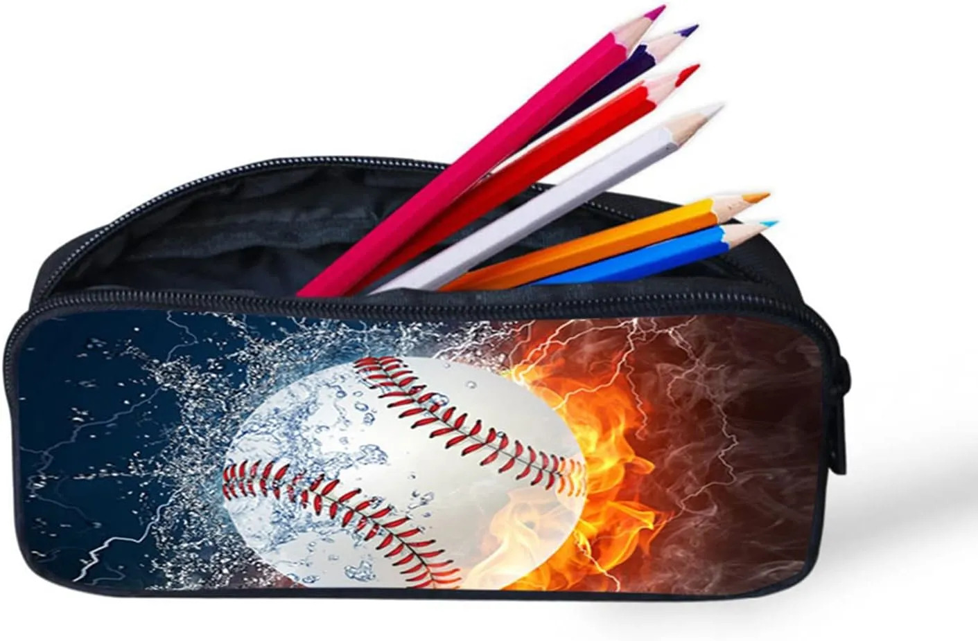 Lightweight Backpack for Girls/Boys School Bag with Lunch Bag, Pencil Case 3 in 1 (Baseball)