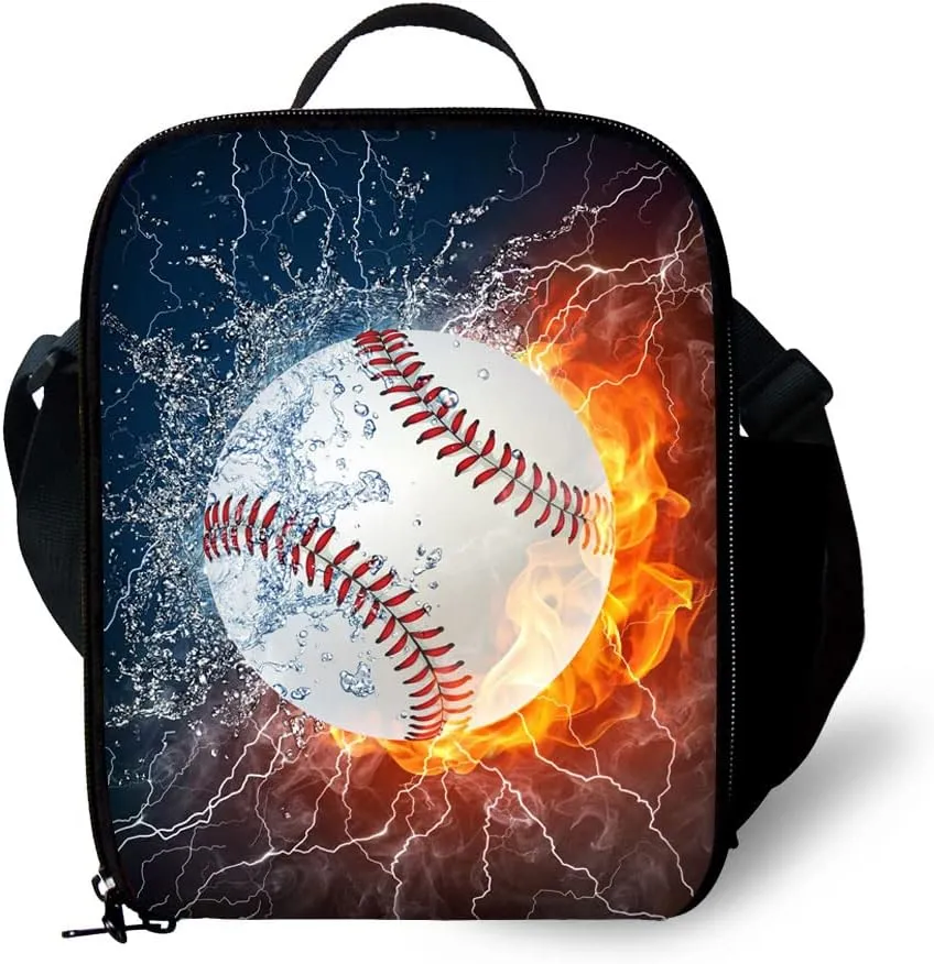 Lightweight Backpack for Girls/Boys School Bag with Lunch Bag, Pencil Case 3 in 1 (Baseball)