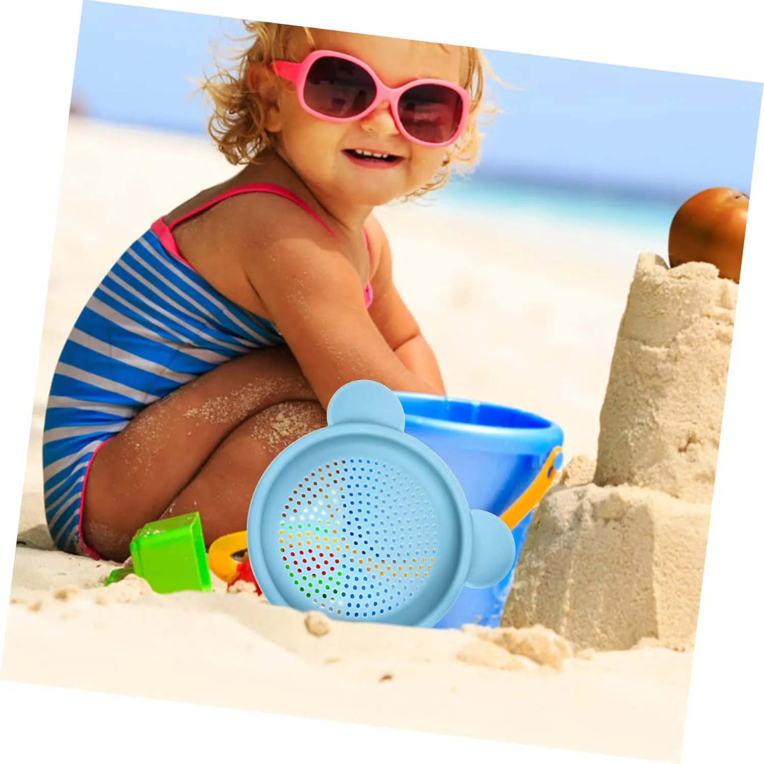 Lightweight Kids Sand Sifter Toy Portable Beach Toys Silicone Sand Sieve Interactive Plaything Sifting Pan