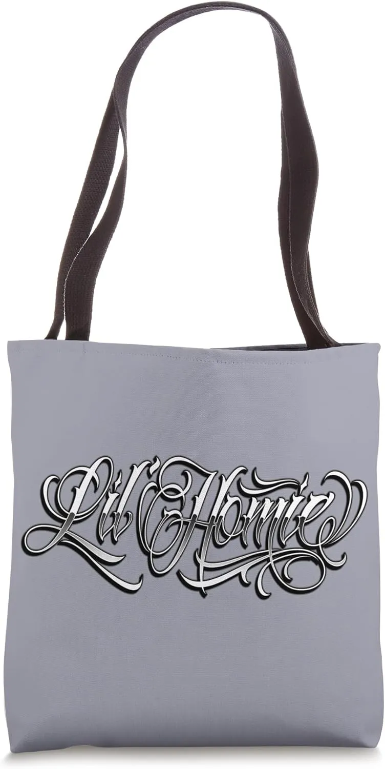 LIL HOMIE Shirt Hip Hop Chicano Tattoo Art Cholo West Coast Tote Bag