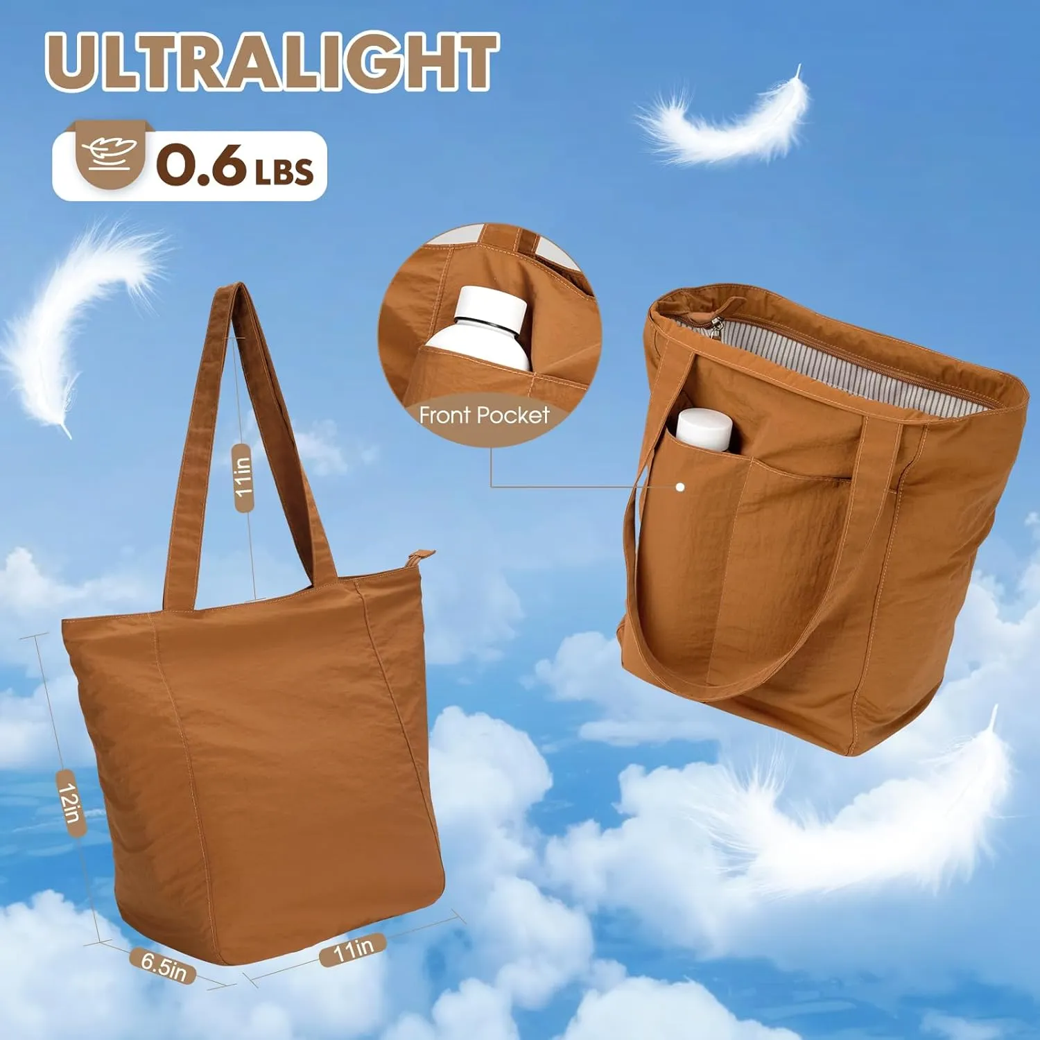 Lily queen Tote Bag for Women Lightweight Shoulder Bag with Zipper Large Travel Handbags Pockets