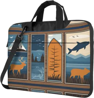 Lodge Bear Deer Fish picture Fashionable and ultra-thin shoulder laptop bag Shockproof soft lining