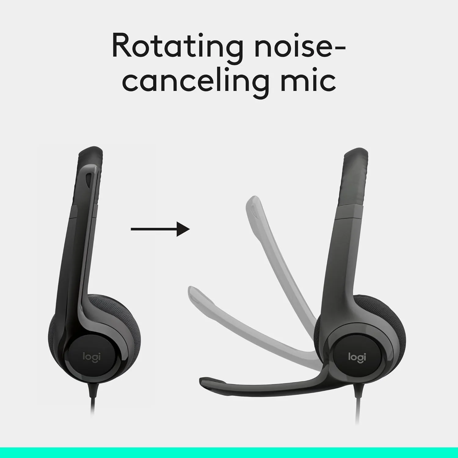Logitech H390 Wired Headset for PC/Laptop, Stereo Headphones with Noise Cancelling Microphone, USB-A, in-Line Controls for Video Meetings, Music, Gaming and Beyond - Black