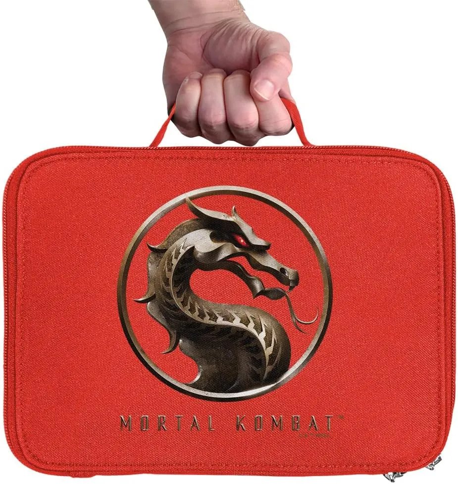 LOGOVISION Mortal Kombat Klassic Logo 2 Insulated Soft Sided Lunch Box - Reusable Lunch Bag For School Office Work, BPA Free, Red