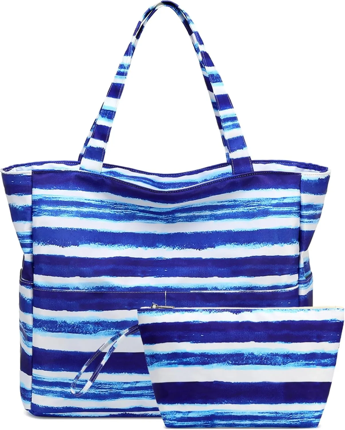 LOIDOU Large Tote Beach Bag Waterproof Sandproof Beach Pool bag with Zipper & Wet Pockets Shoulder Bag Travel Teacher Grocery