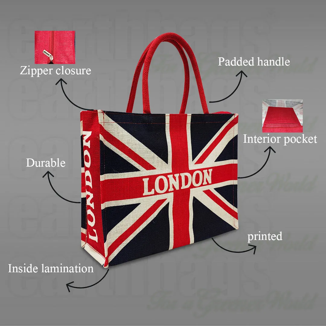 LONDON CALLING FLAG BAG WITH ZIPPER