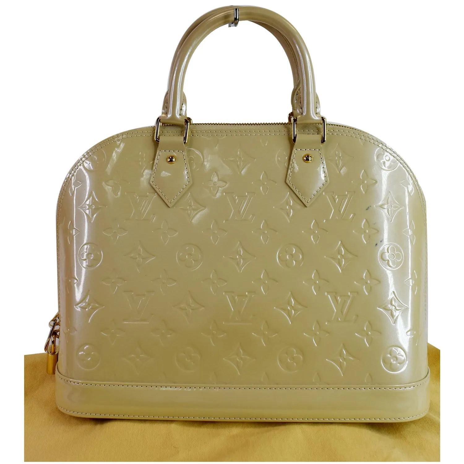 LOUIS VUITTON Alma PM Monogram Vernis Satchel Bag Cream