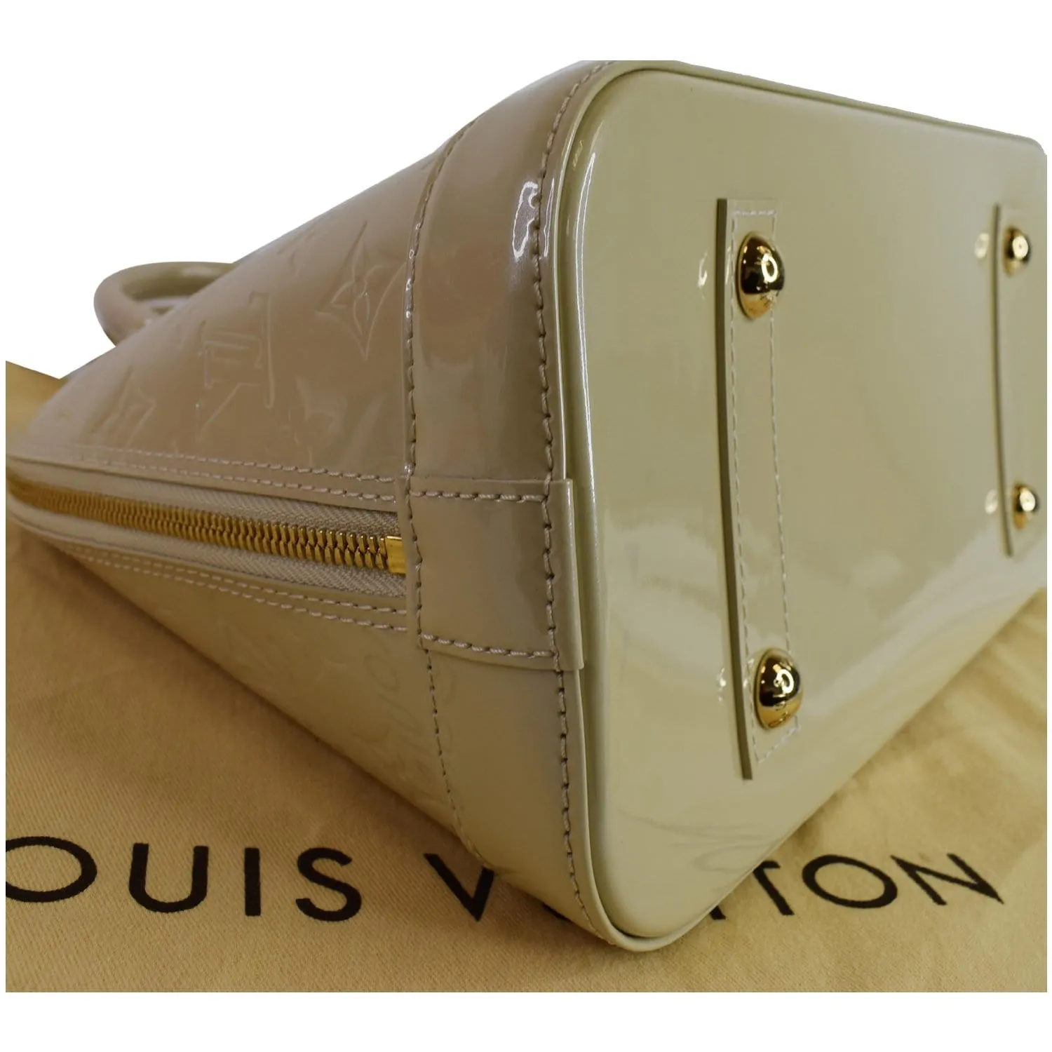 LOUIS VUITTON Alma PM Monogram Vernis Satchel Bag Cream
