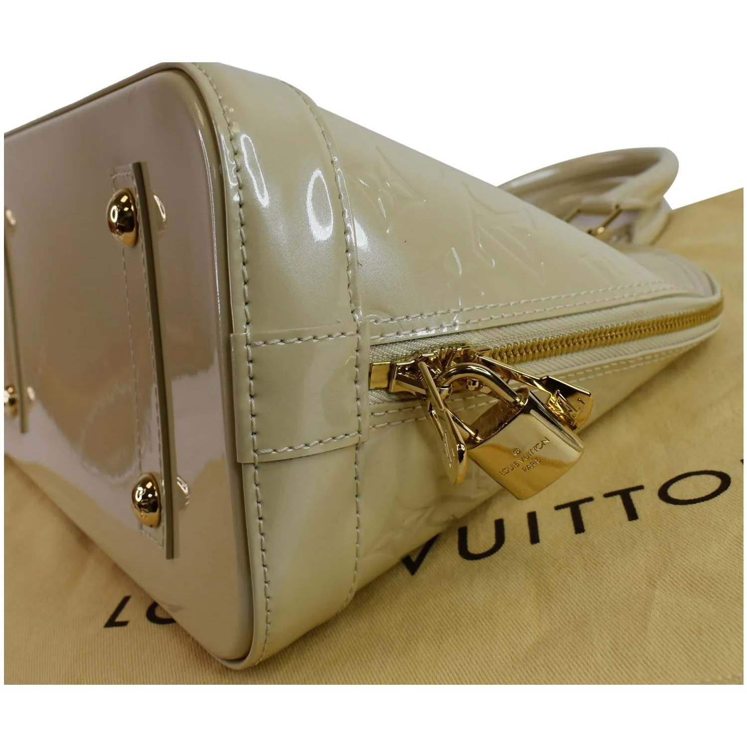 LOUIS VUITTON Alma PM Monogram Vernis Satchel Bag Cream