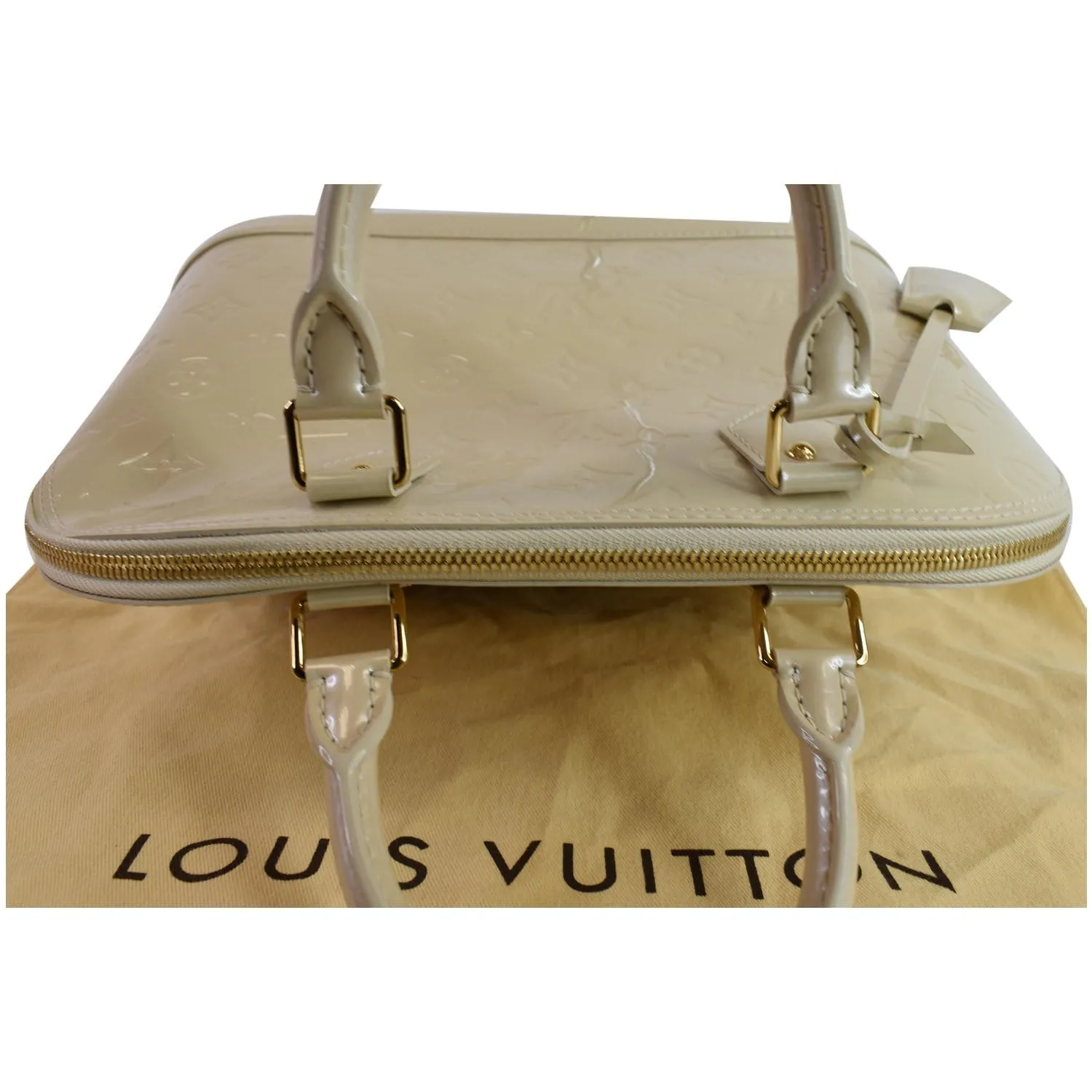 LOUIS VUITTON Alma PM Monogram Vernis Satchel Bag Cream