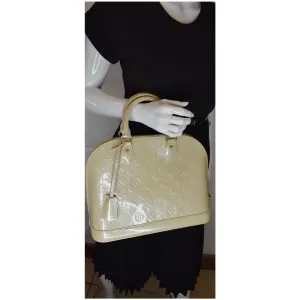 LOUIS VUITTON Alma PM Monogram Vernis Satchel Bag Cream