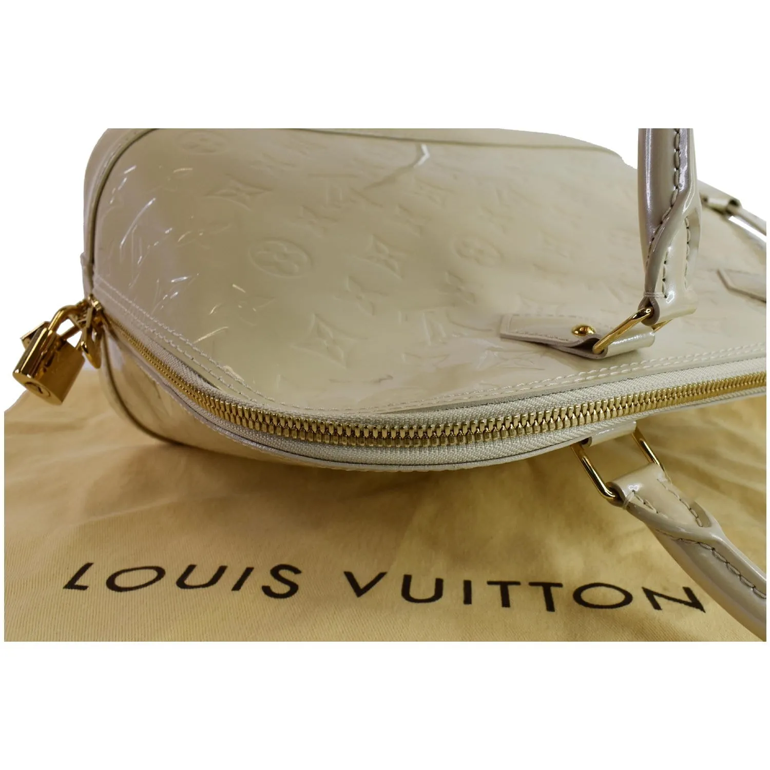 LOUIS VUITTON Alma PM Monogram Vernis Satchel Bag Cream
