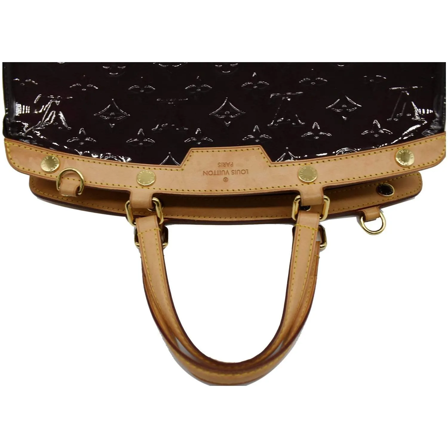 LOUIS VUITTON Brea MM Monogram Vernis Satchel Bag Amarante