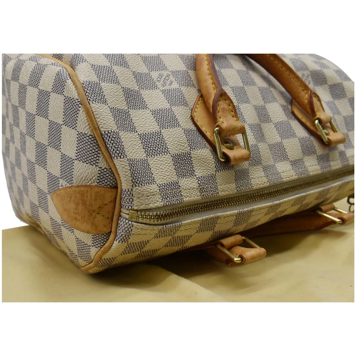 LOUIS VUITTON Speedy 30 Damier Azur Satchel Bag White