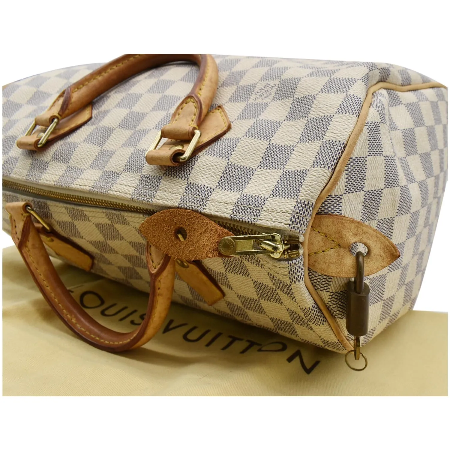 LOUIS VUITTON Speedy 30 Damier Azur Satchel Bag White