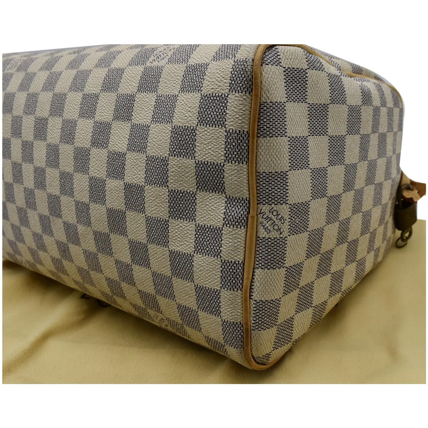 LOUIS VUITTON Speedy 30 Damier Azur Satchel Bag White
