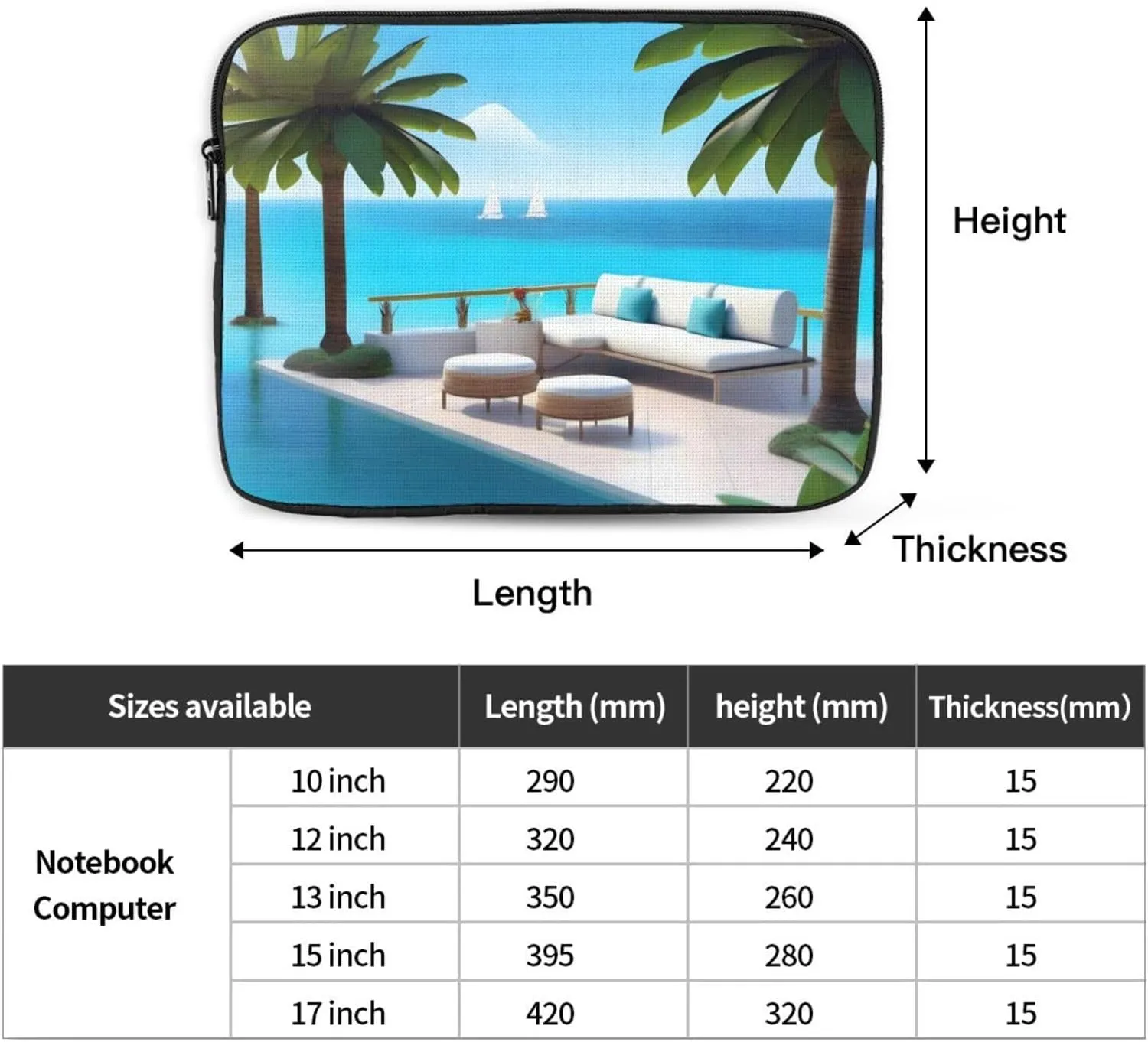 Love Island on The S Pattern Shockproof Portable Laptop 13 inch Sleeve Bag for Men and Women - Ideal for Business Travel, School, and Daily Use