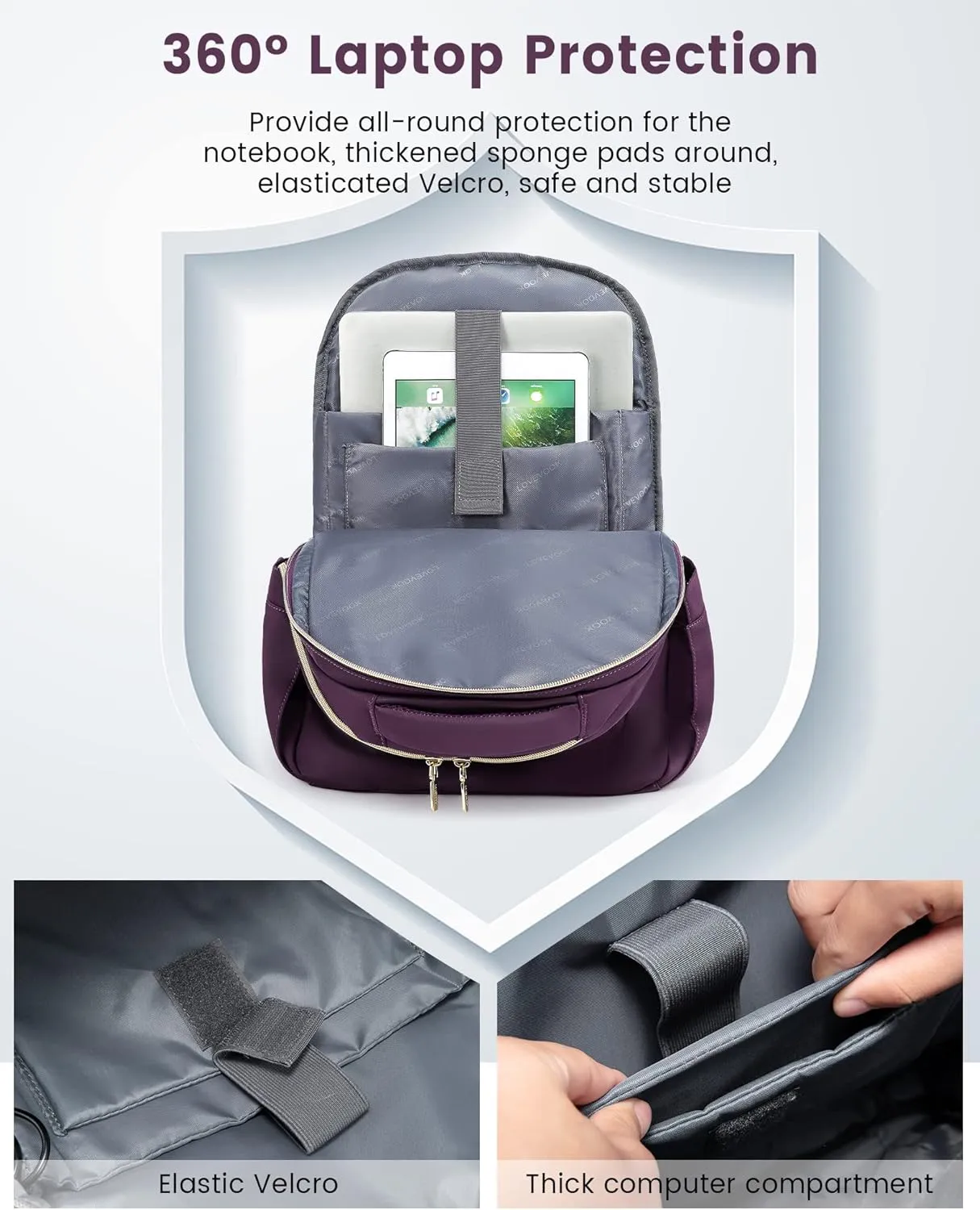 LOVEVOOK Laptop Backpack for Women, 17 Inch Slim Computer Bag with Separate Computer Compartment for Work Travel Business