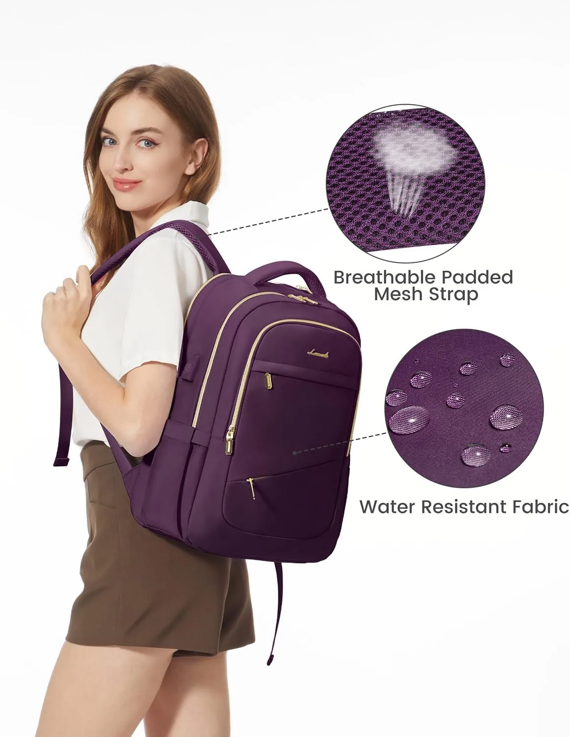 LOVEVOOK Laptop Backpack for Women, 17 Inch Slim Computer Bag with Separate Computer Compartment for Work Travel Business