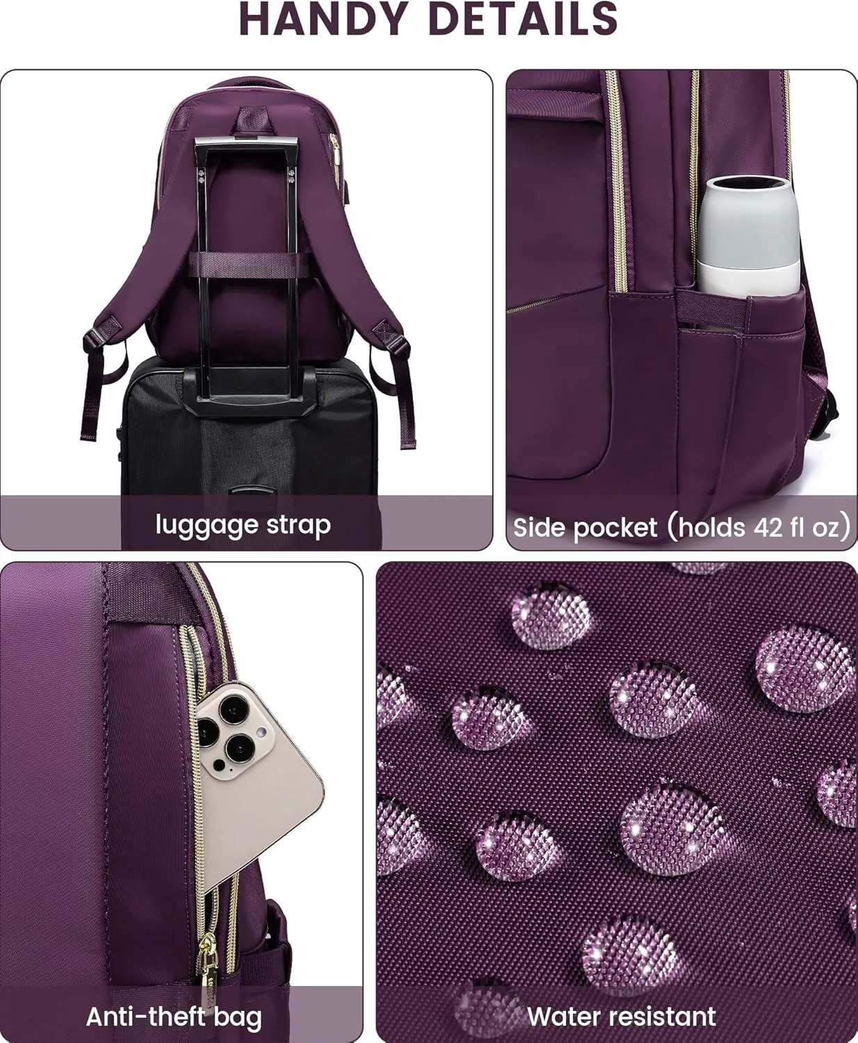 LOVEVOOK Laptop Backpack for Women, 17 Inch Slim Computer Bag with Separate Computer Compartment for Work Travel Business
