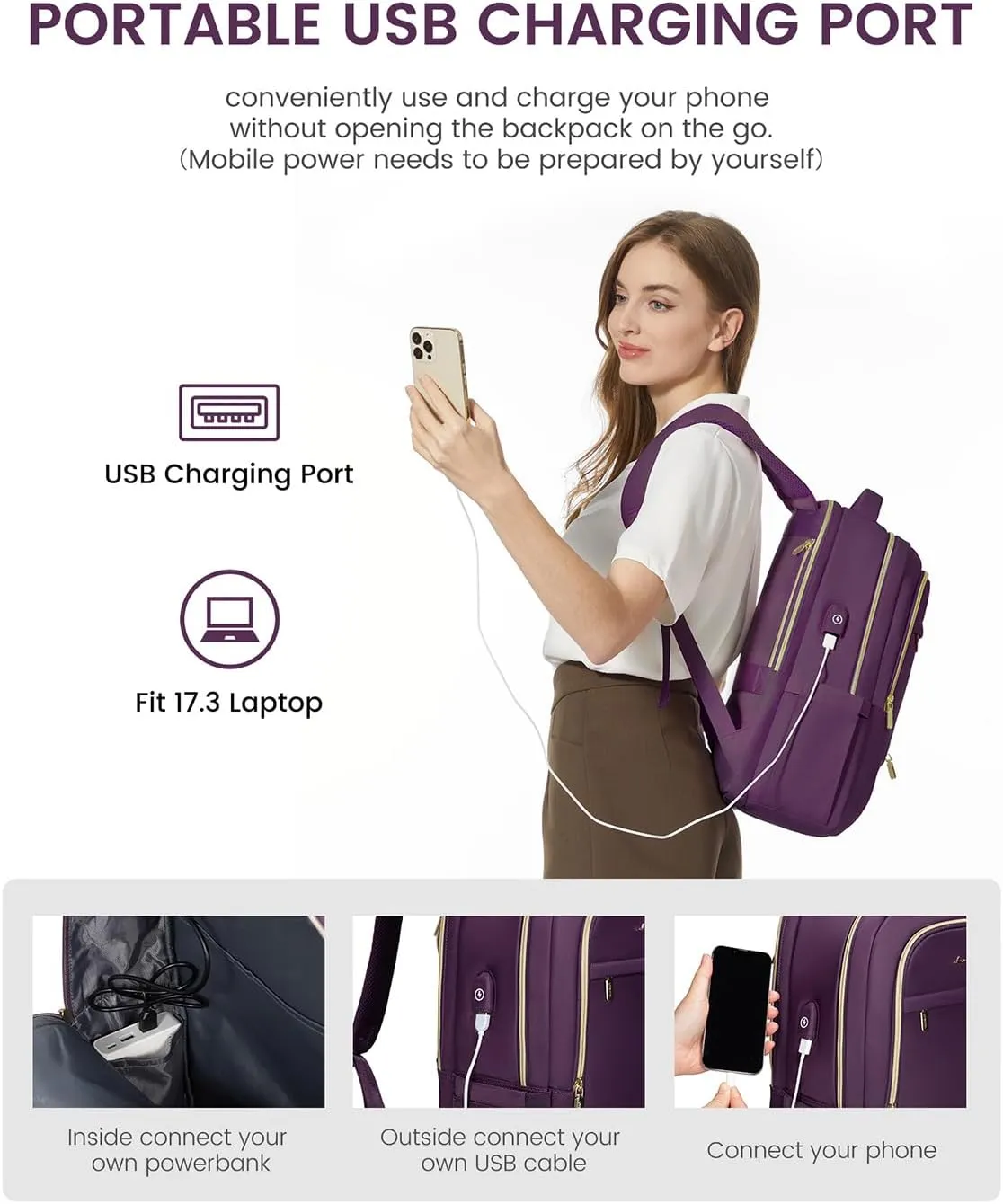 LOVEVOOK Laptop Backpack for Women, 17 Inch Slim Computer Bag with Separate Computer Compartment for Work Travel Business