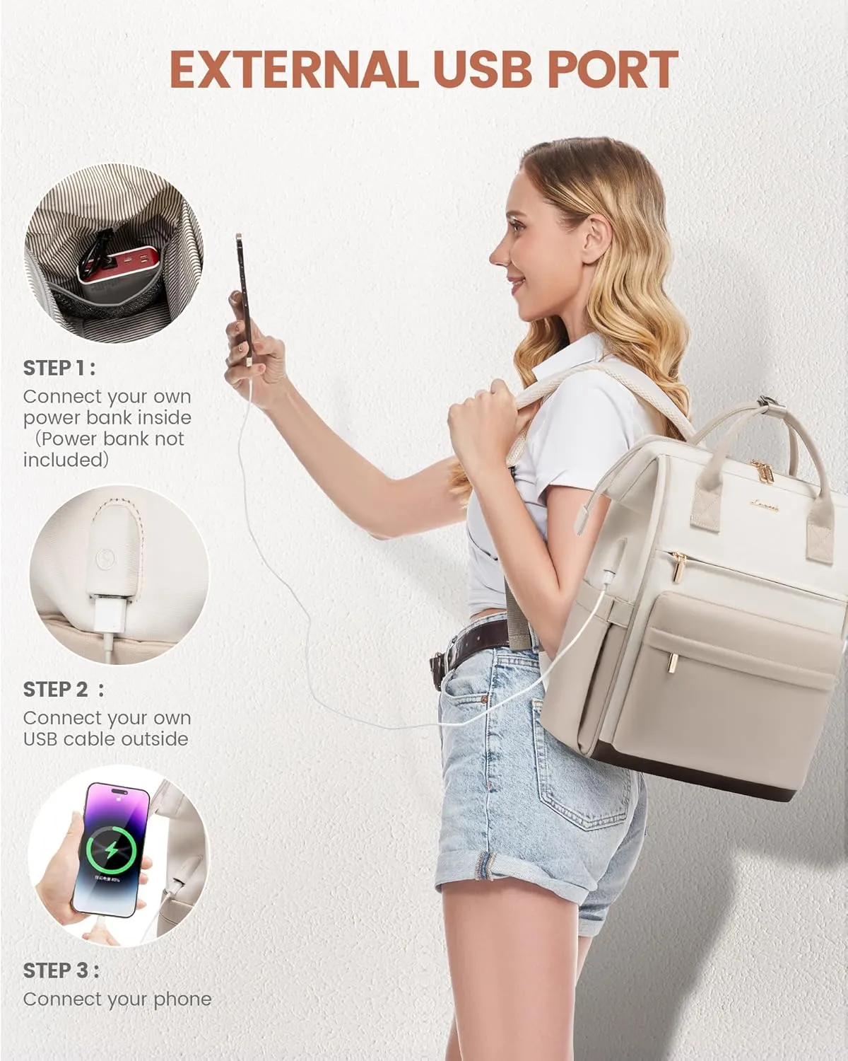 LOVEVOOK Laptop Backpack for Women Men, Teacher Nurse Work Bag Waterproof Fashion Travel Backpack Purse, 15.6 Inch Computer Backpack with USB Port
