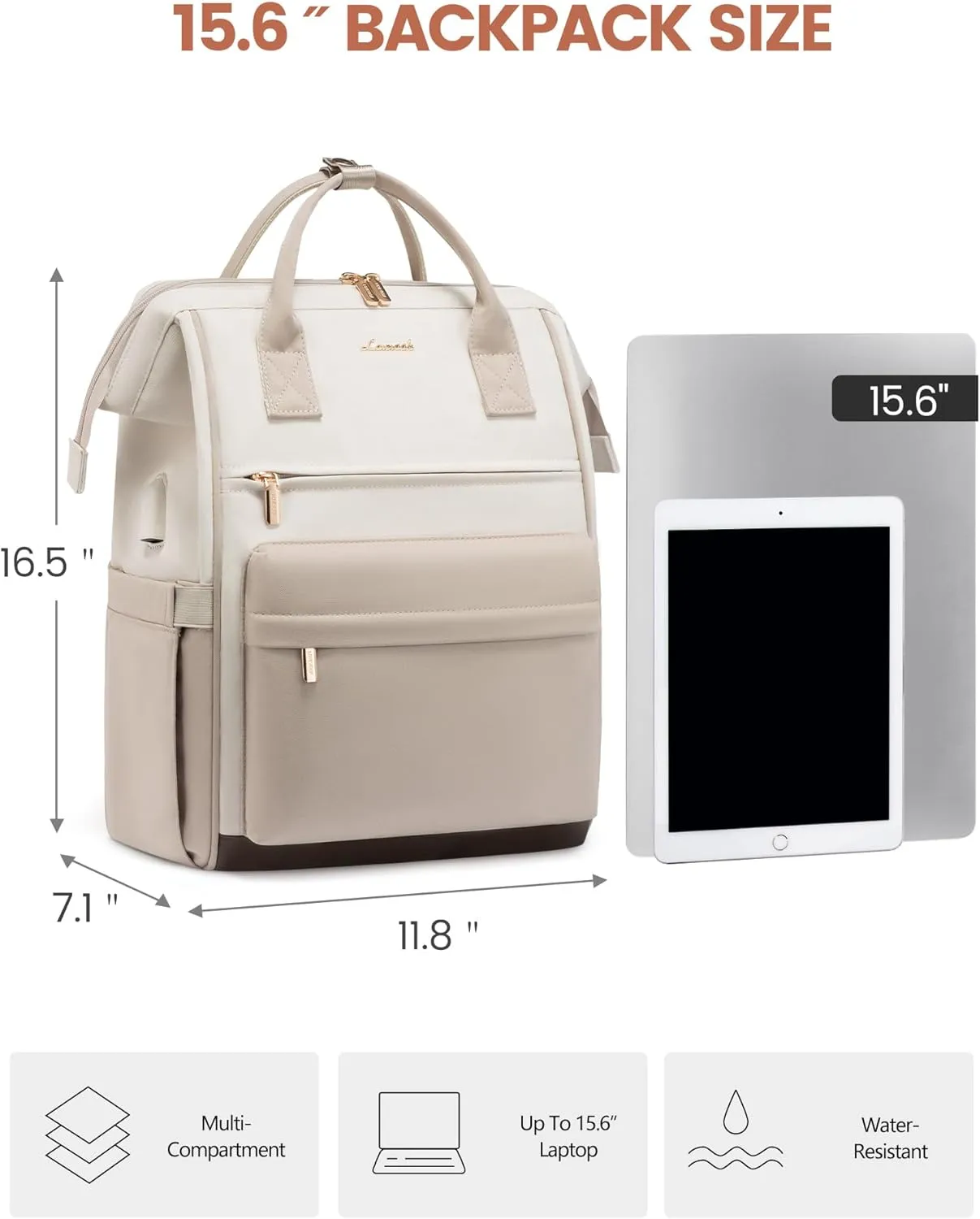 LOVEVOOK Laptop Backpack for Women Men, Teacher Nurse Work Bag Waterproof Fashion Travel Backpack Purse, 15.6 Inch Computer Backpack with USB Port