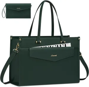 LOVEVOOK Laptop Bag for Women, 15.6 inch Laptop Tote Bag 2-in-1 Professional Work Bag Business Briefcase with Clutch Purse, Waterproof Leather Computer Handbag for Teacher Office Travel