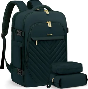 LOVEVOOK Travel Backpack for Women, TSA Personal Item Travel Bag fits 17.3" Laptop, Carry On Backpack for Weekender Business Hiking, Dark Green
