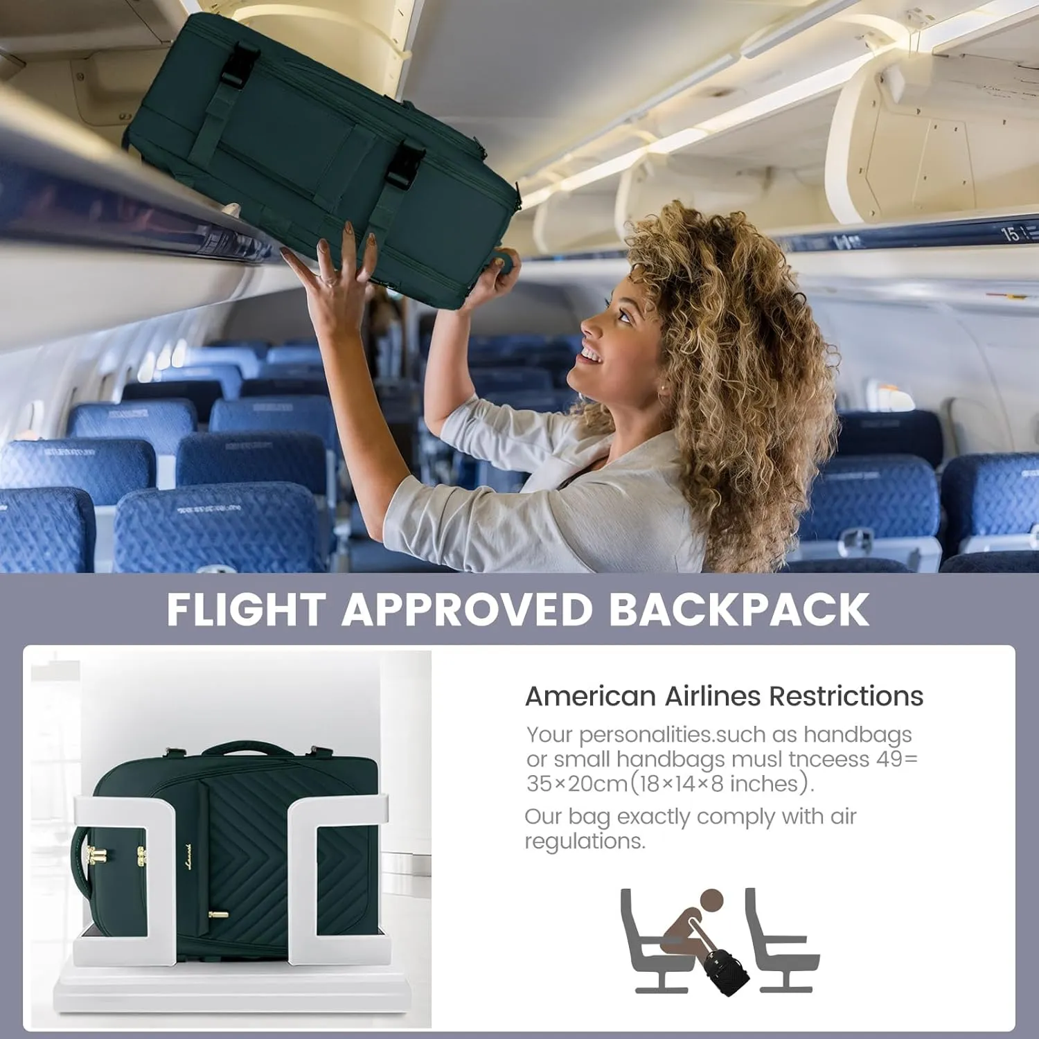 LOVEVOOK Travel Backpack for Women, TSA Personal Item Travel Bag fits 17.3" Laptop, Carry On Backpack for Weekender Business Hiking, Dark Green