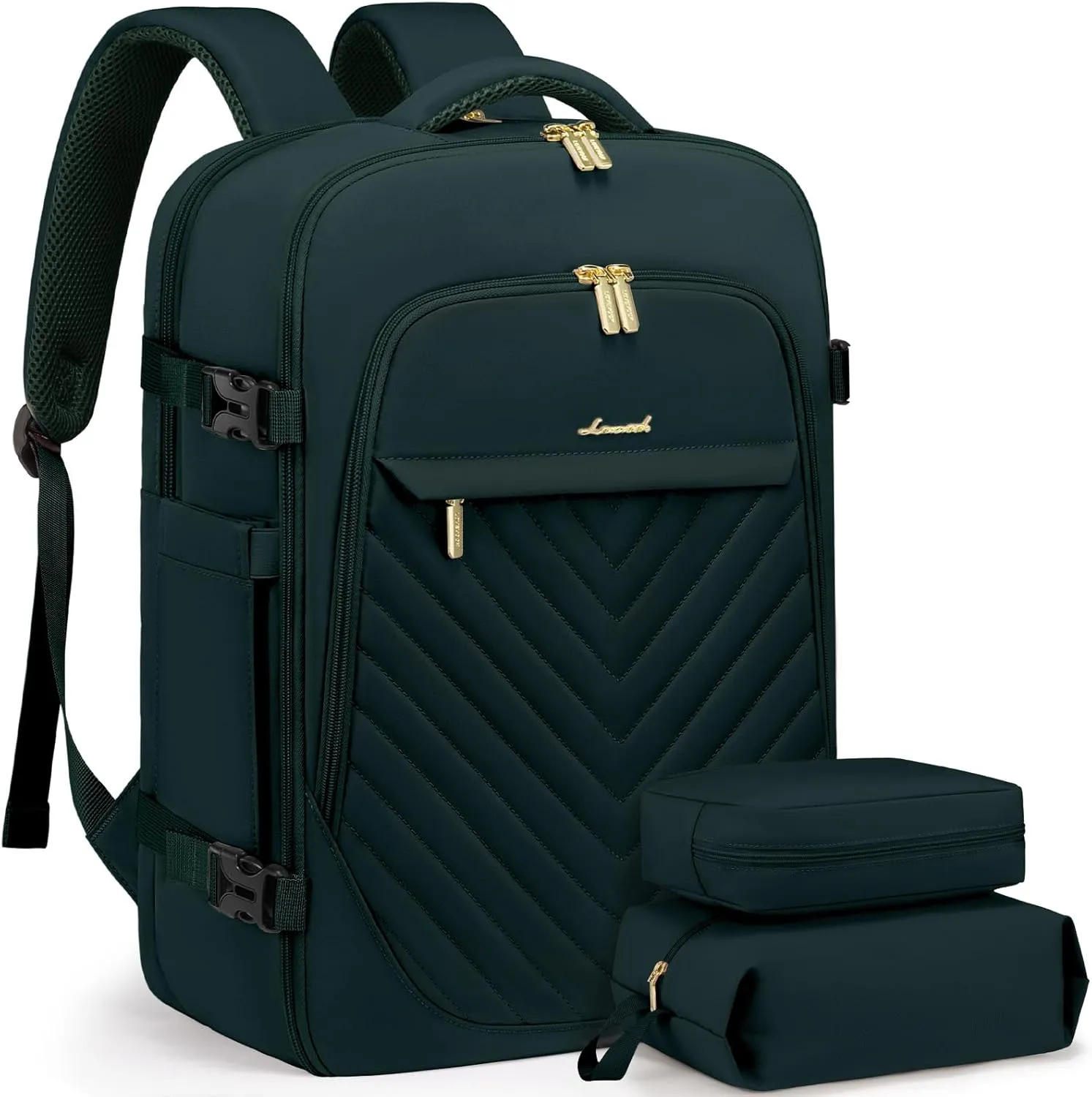 LOVEVOOK Travel Backpack for Women, TSA Personal Item Travel Bag fits 17.3" Laptop, Carry On Backpack for Weekender Business Hiking, Dark Green