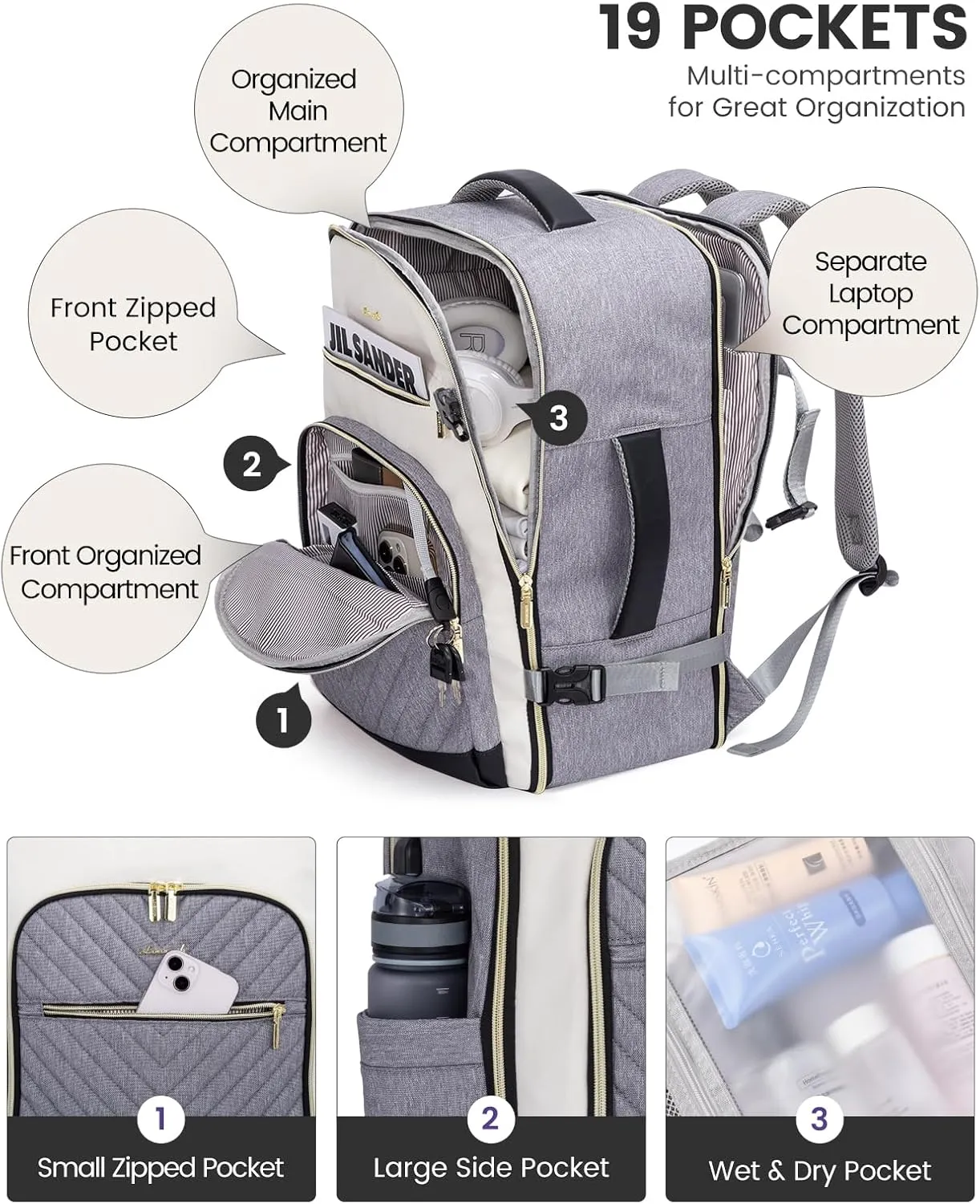 LOVEVOOK Travel Backpack for Women,40L Carry On Backpack for Airplanes,17.3 Inch Laptop Personal Item Travel Bag