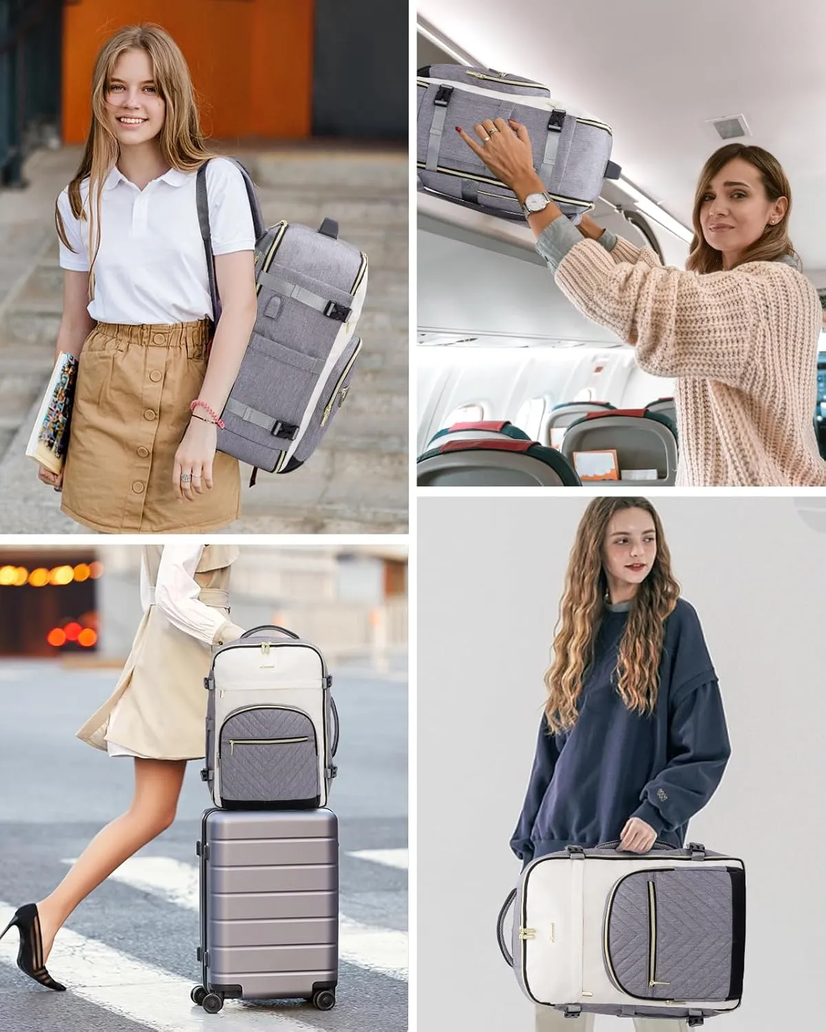 LOVEVOOK Travel Backpack for Women,40L Carry On Backpack for Airplanes,17.3 Inch Laptop Personal Item Travel Bag