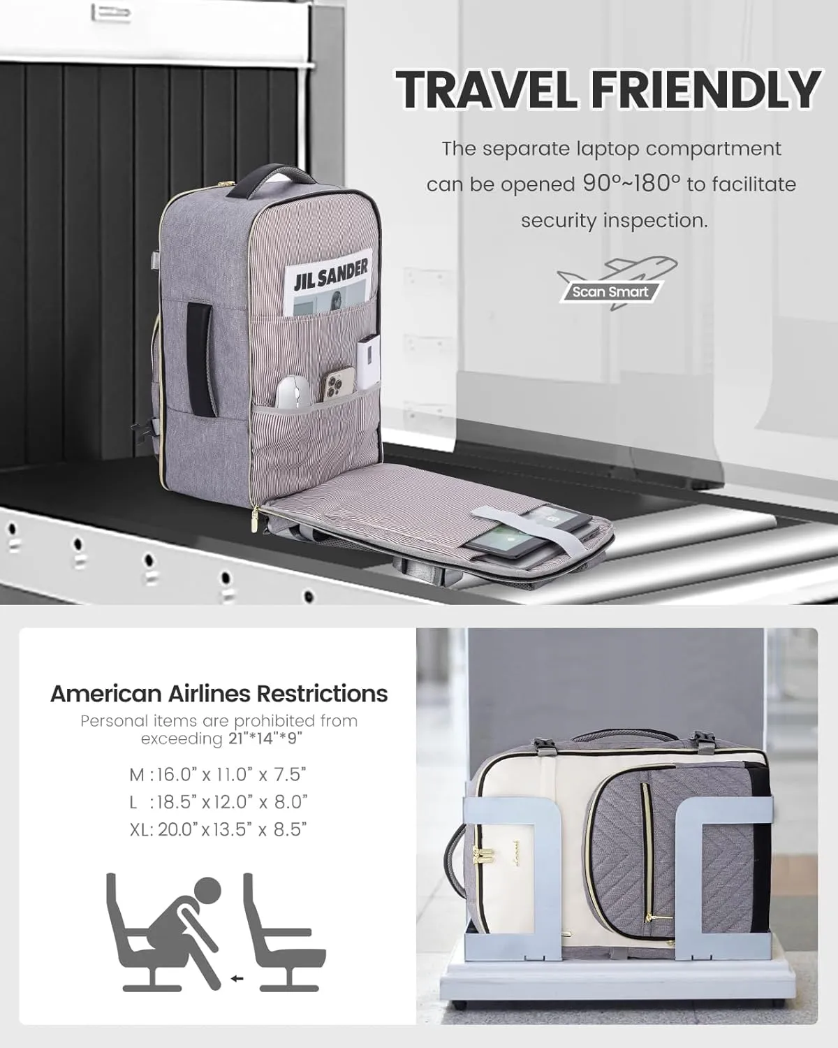 LOVEVOOK Travel Backpack for Women,40L Carry On Backpack for Airplanes,17.3 Inch Laptop Personal Item Travel Bag