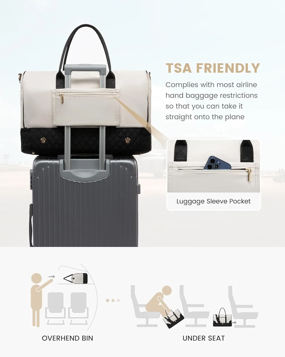 LOVEVOOK Travel Bag - Large Weekender Duffle with Shoe Compartment, Carry On Overnight Gym Yoga Duffel, Hospital Labor Delivery Bag Set