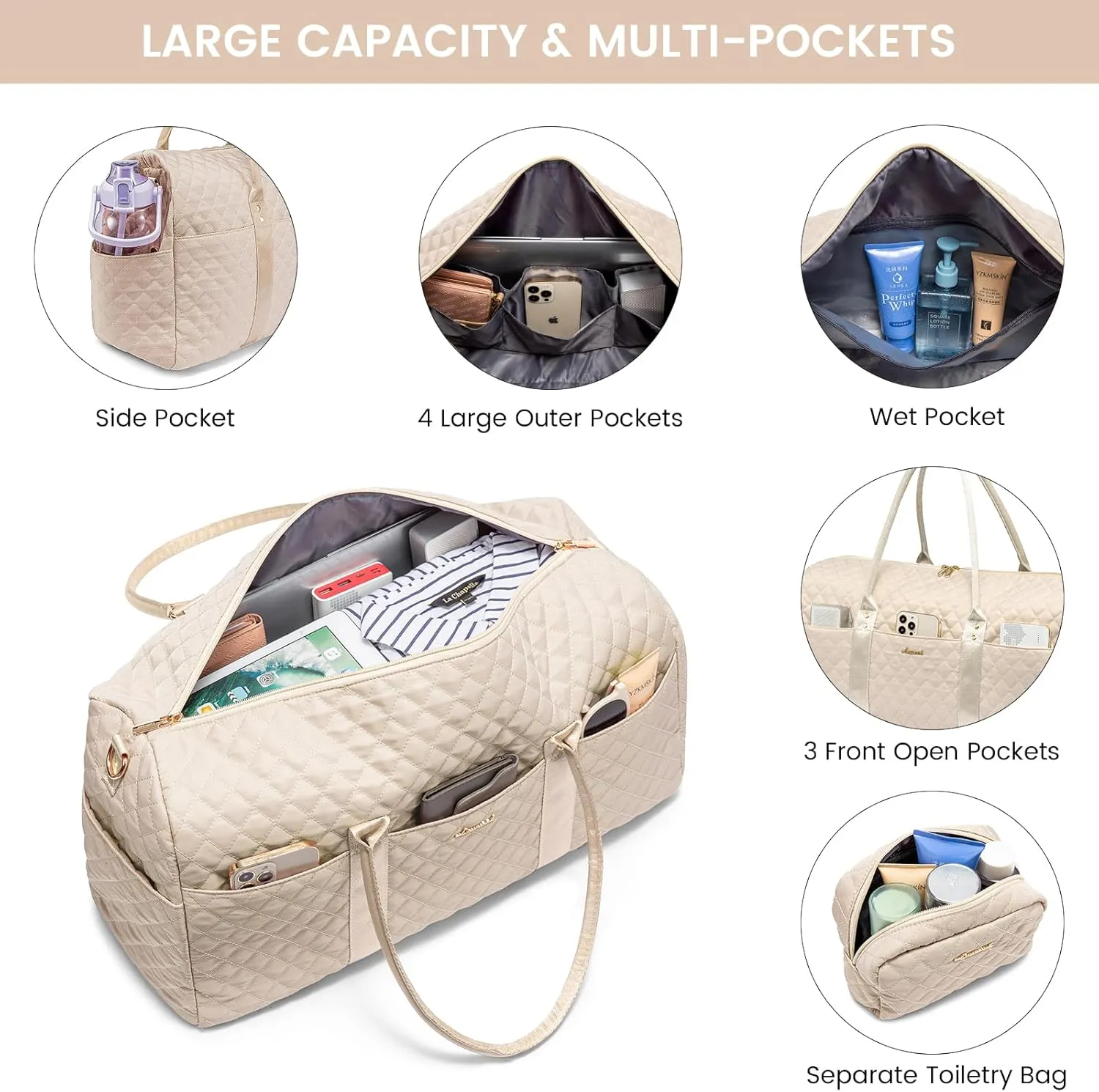 LOVEVOOK Travel Duffle Bag,Carry on Overnight Bag with Shoe Compartment,Weekender Bags for Women with Toiletry Bag,Gym Duffel Bag with Wet Pocket,Hospital Bags for Labor and Delivery