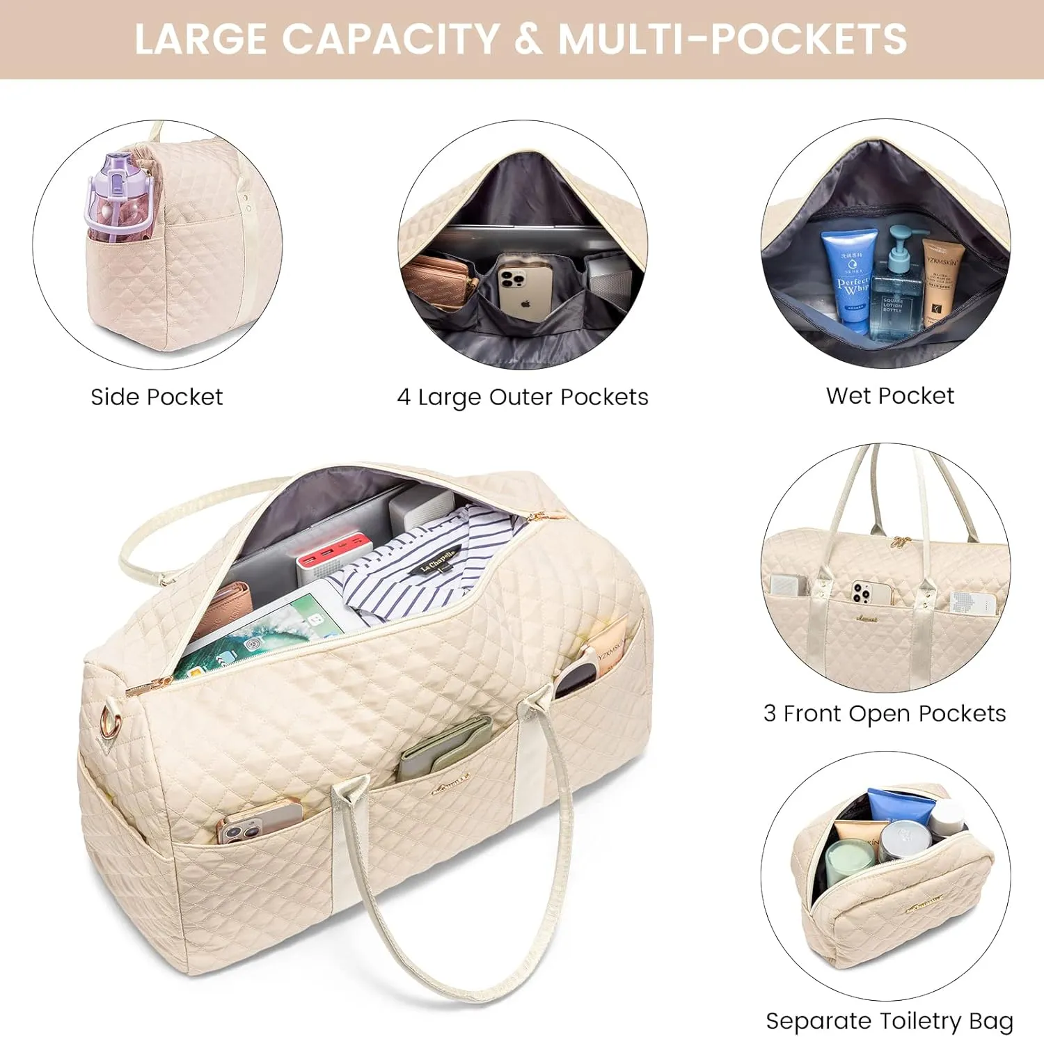 LOVEVOOK Travel Duffle Bag,Carry on Overnight Bag with Shoe Compartment,Weekender Bags for Women with Toiletry Bag,Gym Duffel Bag with Wet Pocket,Hospital Bags for Labor and Delivery