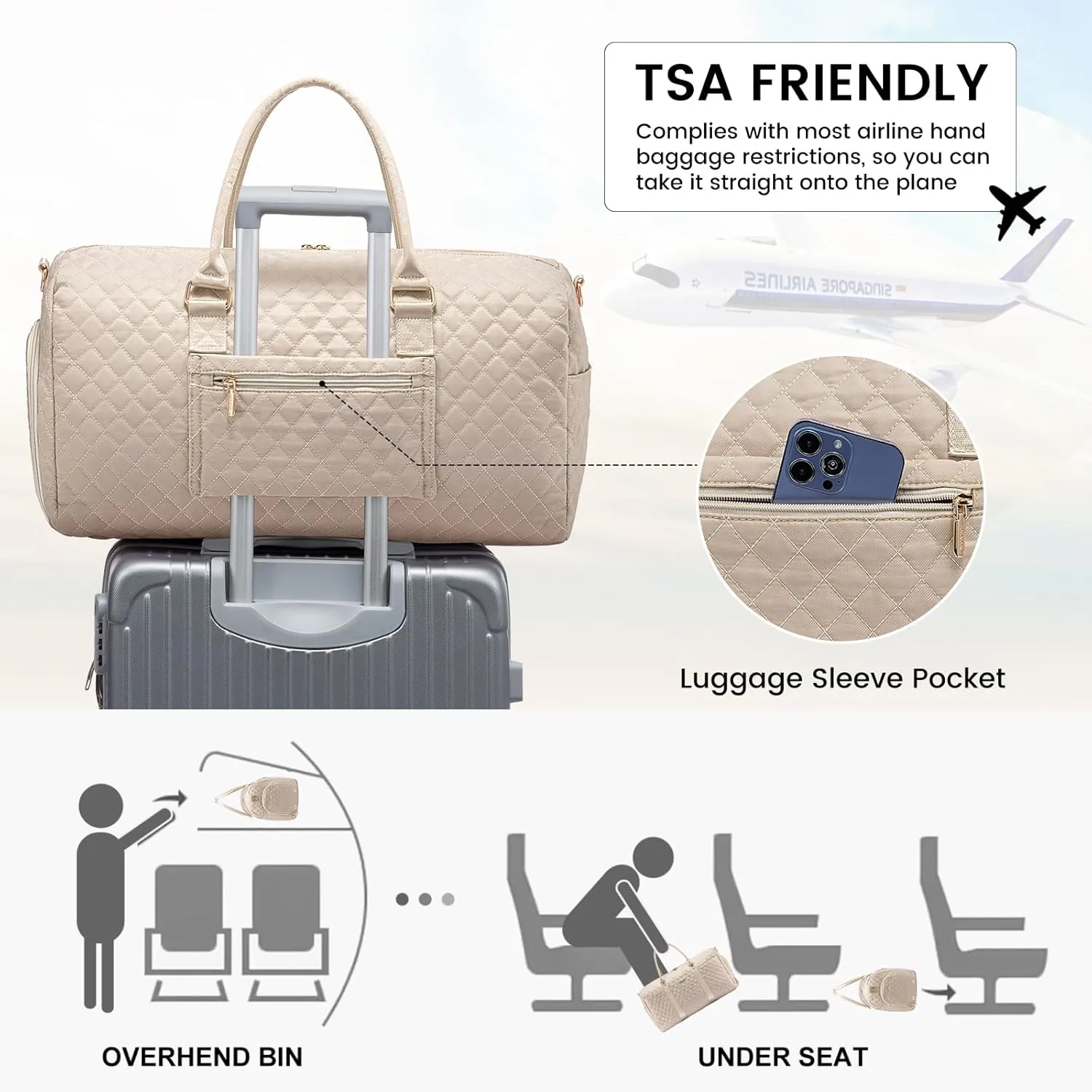 LOVEVOOK Travel Duffle Bag,Carry on Overnight Bag with Shoe Compartment,Weekender Bags for Women with Toiletry Bag,Gym Duffel Bag with Wet Pocket,Hospital Bags for Labor and Delivery
