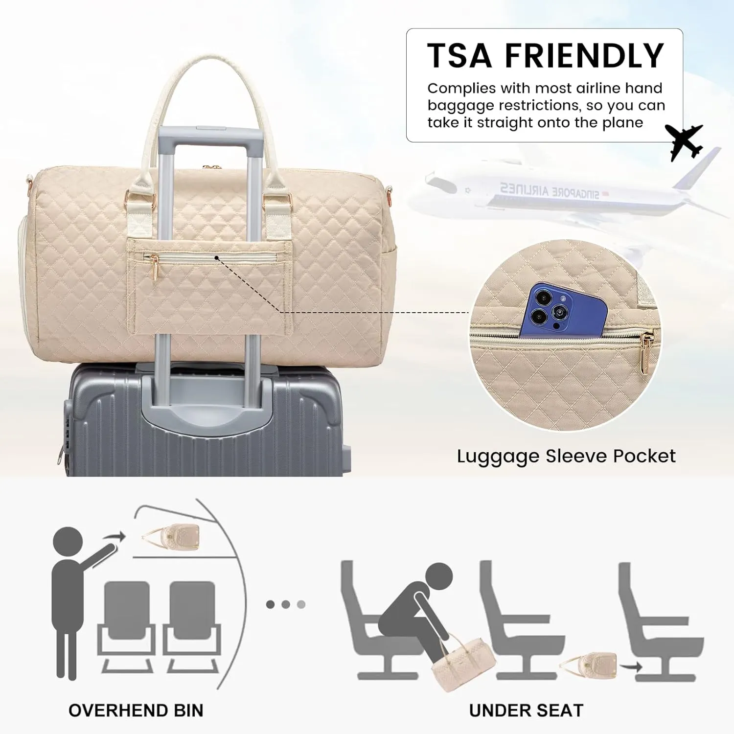 LOVEVOOK Travel Duffle Bag,Carry on Overnight Bag with Shoe Compartment,Weekender Bags for Women with Toiletry Bag,Gym Duffel Bag with Wet Pocket,Hospital Bags for Labor and Delivery
